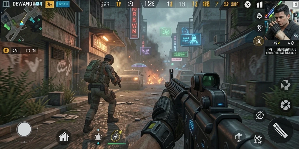 Screenshot utama DEWANUSA menunjukkan aksi pertarungan yang mendebarkan dalam game TPS.