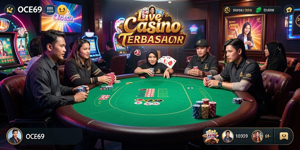 Tampilan permainan Live Casino OCE69 dengan dealer profesional.