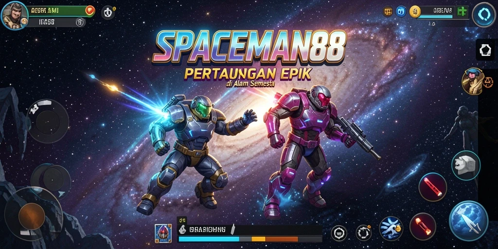 Screenshot SPACEMAN88 menampilkan aksi intens dalam pertempuran Battle Royale.