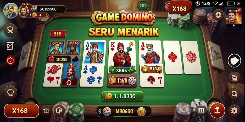 Tampilan gameplay X168 yang mengasyikkan dalam permainan Domino.