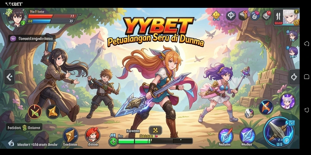Tampilan gameplay seru dari YYBET dengan banyak karakter anime.